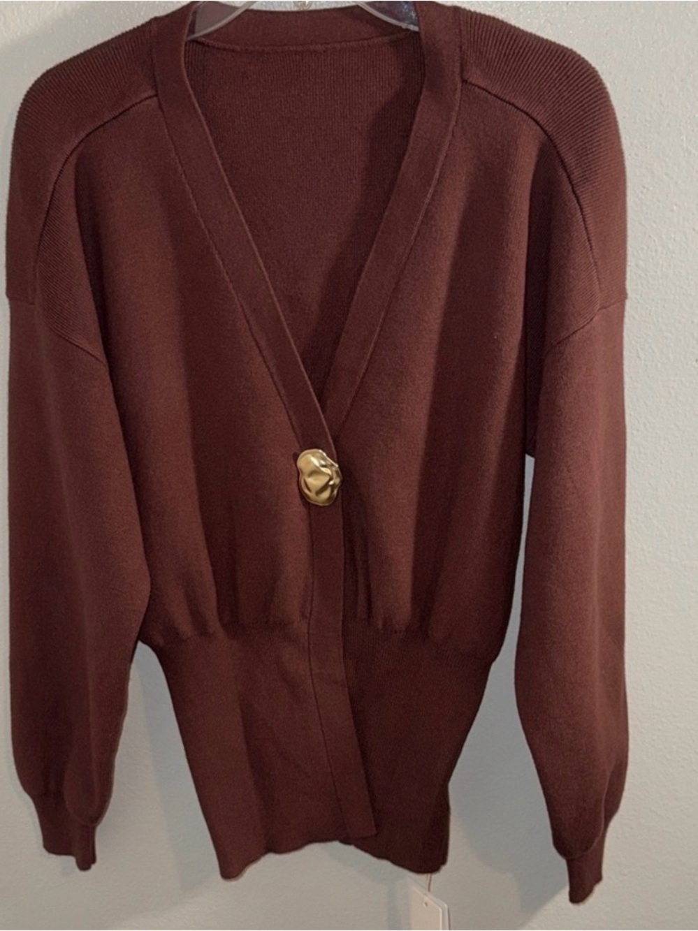 Commense Brown V-Neck Button Front Cardigan
